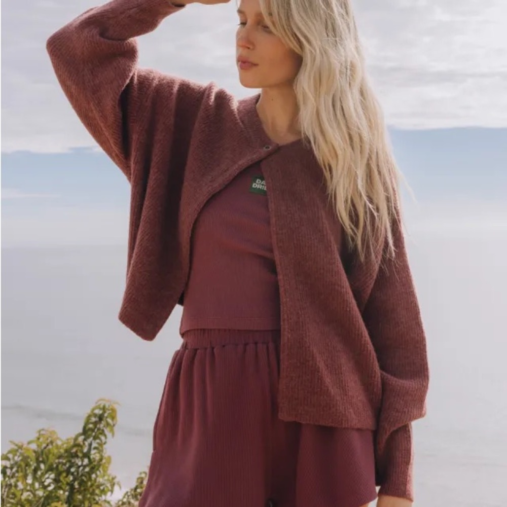 Daily Drills Single Button Sweater in Wine